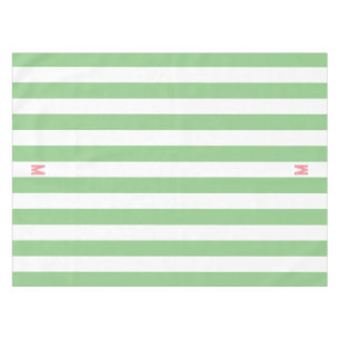 Green Cabana Stripe & Personalised Pink Monogram Tablecloth
