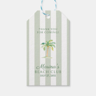 Green Cabana Stripes Palm Beach Club Thank You Gift Tags