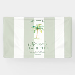Green Cabana Stripes Palm Beach Club Welcome Banner