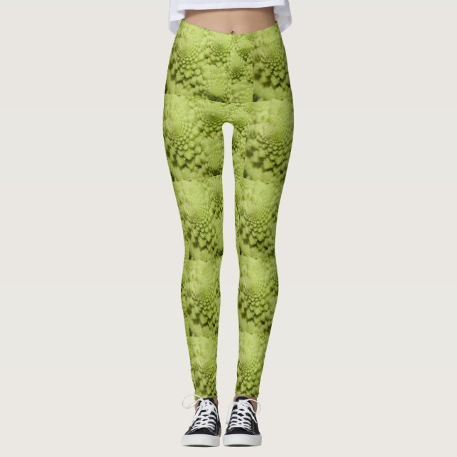 Green Cabbage Fractal Leggings (Front)