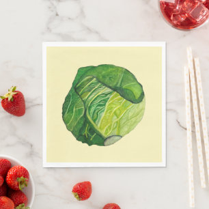 Green Cabbage Yellow Napkin