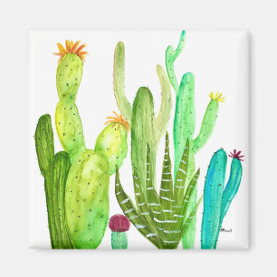 Green cactus cacti succulent Arizona watercolor Magnet
