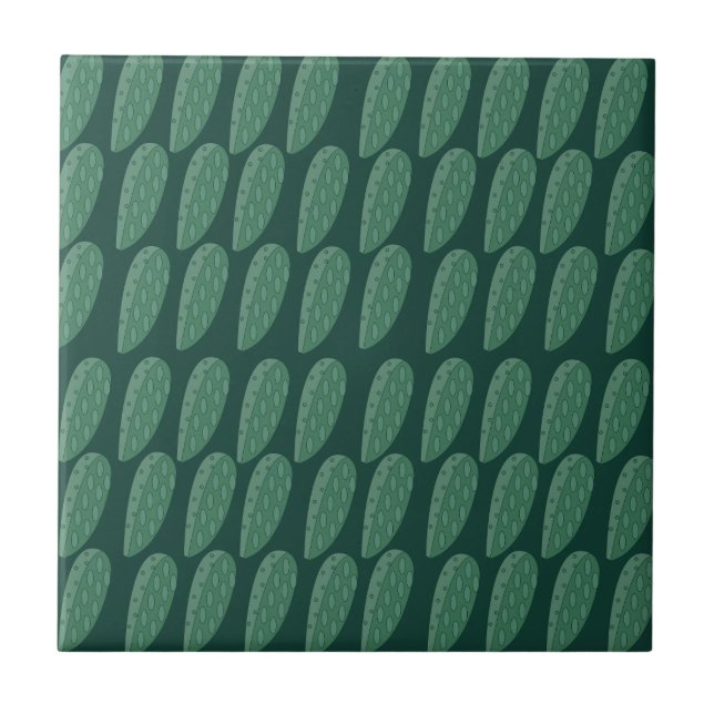 Green Cactus  Ceramic Tile (Front)