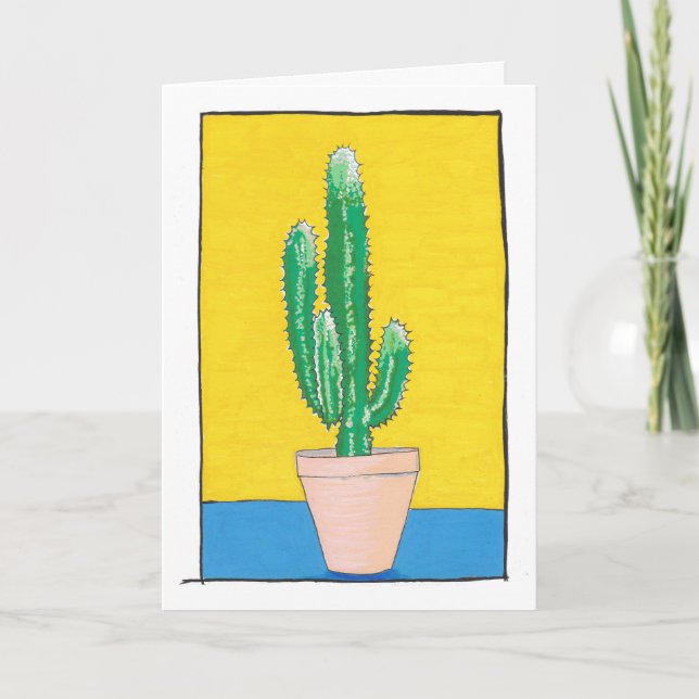 Green Cactus drawing, simple, modern,  Card (Front)