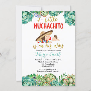 Green Cactus Fiesta Baby Muchacho Baby Shower Invitation
