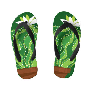 Green cactus: natural abstract motif. kid's thongs