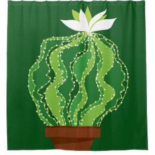 Green cactus: natural abstract motif. shower curtain