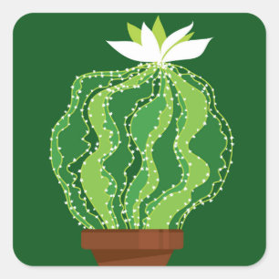 Green cactus: natural abstract motif. square sticker