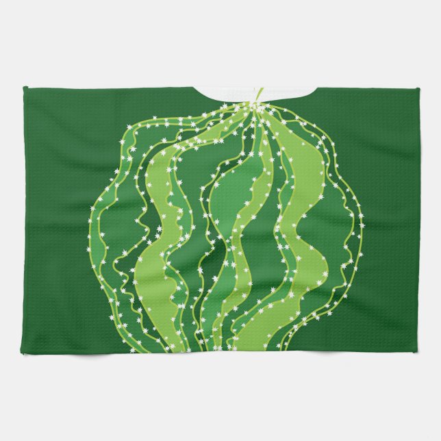 Green cactus: natural abstract motif. tea towel (Horizontal)