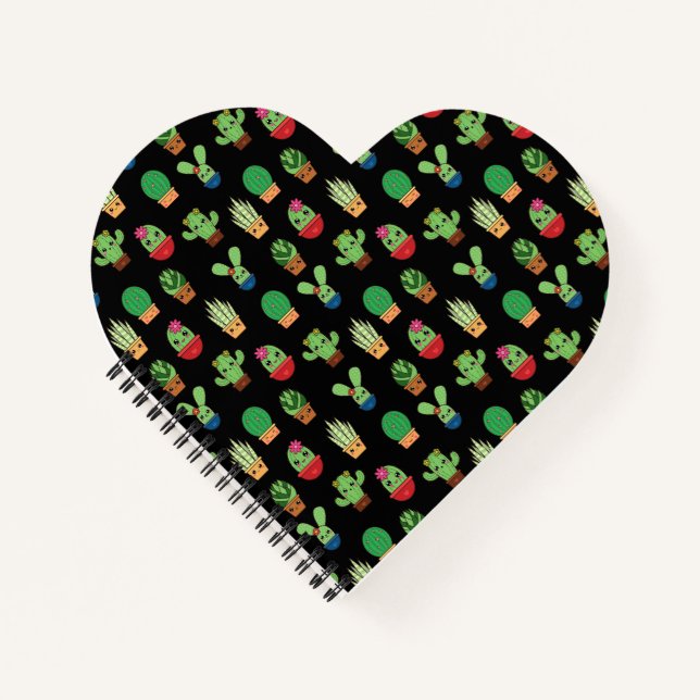 Green Cactus on Black Background - Spiral Bound  Notebook (Front)