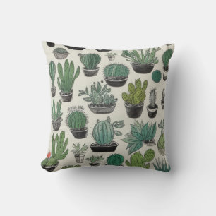Green Cactus Pattern Cushion