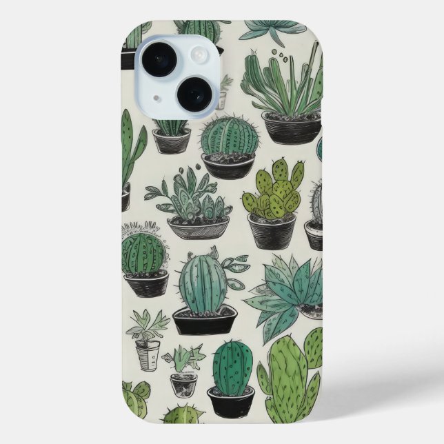 Green Cactus Pattern Phone Case (Back)