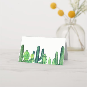 Green cactus place card. Cacti wedding seating Card