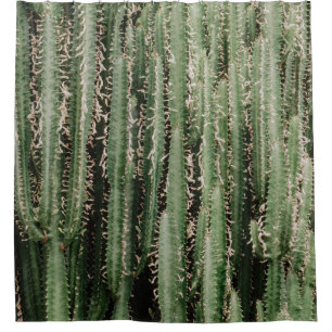 Green cactus plant close-up photo shower curtain