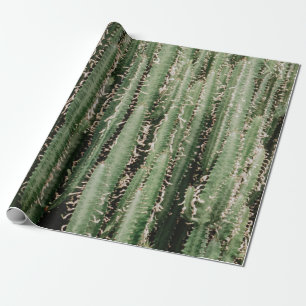Green cactus plant close-up photo wrapping paper