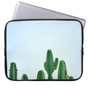 Green cactus plant in white background laptop sleeve