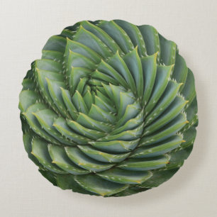 Green Cactus Spring Flower Round Cushion