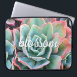 Green Cactus Succulent Photography Blossom Script Laptop Sleeve<br><div class="desc">Cacti thrive in the harshest of desert conditions. Embrace the strength in this beautiful pink-tipped, mint green, blossoming cactus photo whenever you use this unique, photography neoprene laptop sleeve. This sleeve comes in three sizes: 15", 13", and 10”. Makes a great gift for someone special! You can easily personalise this...</div>