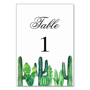 Green cactus table number. Cacti summer wedding Number