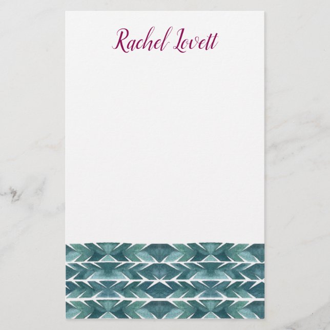 Green Cactus Texture Stationery (Front)