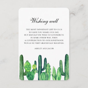 Green cactus wedding wishing well. Cacti insert
