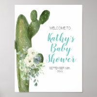 Green Cactus White Flowers Taco 'bout Love Welcome
