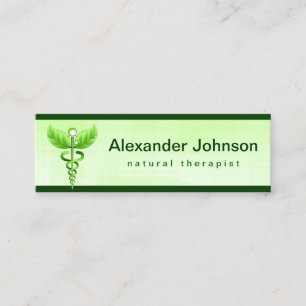 Green Caduceus Alternative Medicine Light Skinny Mini Business Card