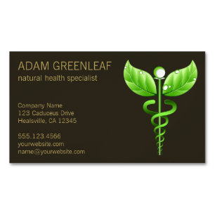Green Caduceus Alternative Medicine Magnet