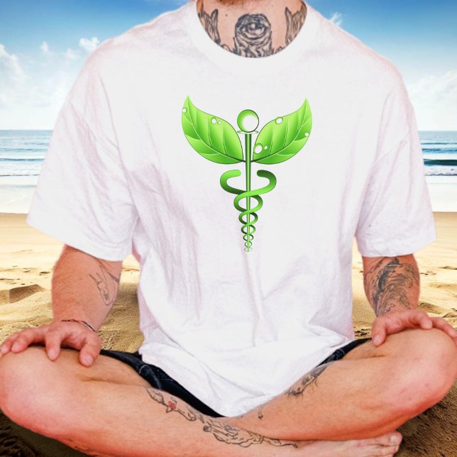 Green Caduceus Alternative Medicine Medical Icon T-Shirt (Creator Uploaded)