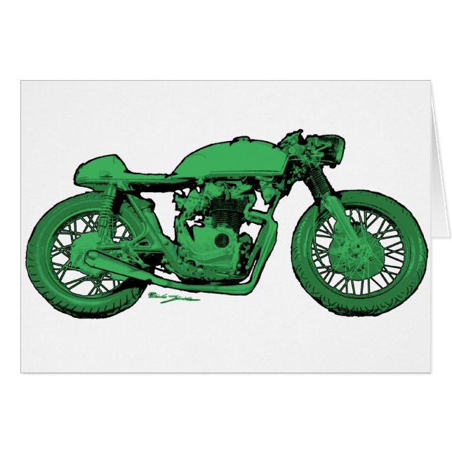 Green Cafe Racer Vintage Motorcycle (Front Horizontal)