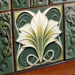 Green Calla Lily Backsplash Repro Art Nouveau Ceramic Tile<br><div class="desc">Welcome to CreaTile! Here you will find handmade tile designs that I have personally crafted and vintage ceramic and porcelain clay tiles, whether stained or natural. I love to design tile and ceramic products, hoping to give you a way to transform your home into something you enjoy visiting again and...</div>