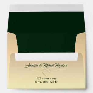Green Calligraphy Wedding Return Address 5x7 Envelope