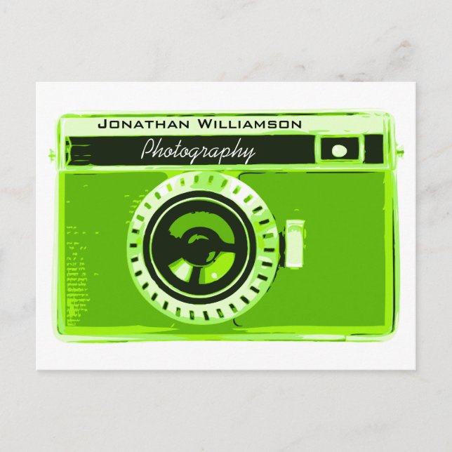 Green Camera Photography Business Postcard (Front)