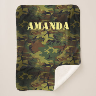 Green Cammo Sherpa Blanket
