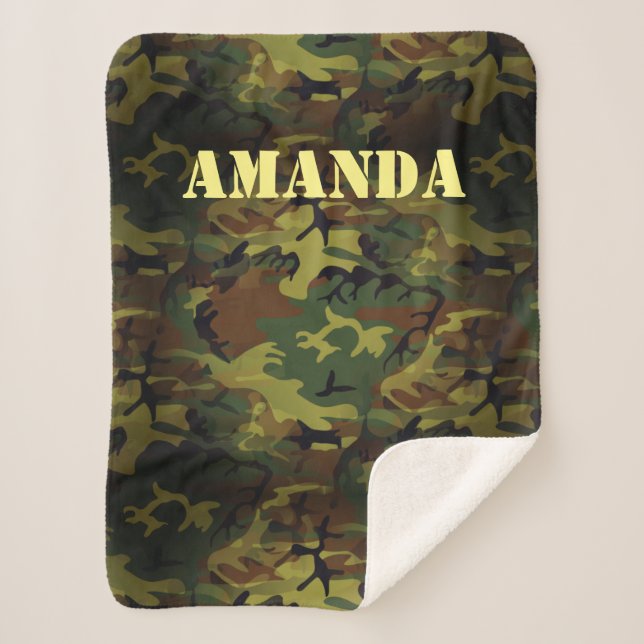 Green Cammo Sherpa Blanket (Front)