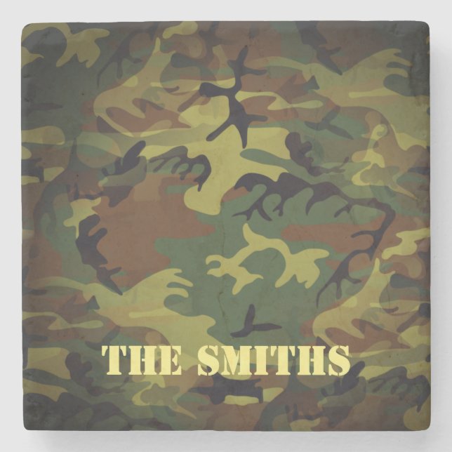 Green Cammo Stone Coaster (Front)