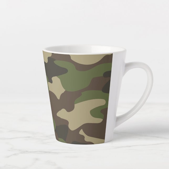 Green Camo Army Monogram Personalised Latte Mug (Right)