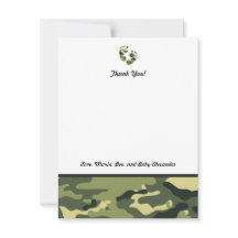 Green Camo Baby Shower Thank you notes feet