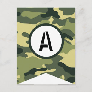 Green Camo Banner Piece ANY LETTER Postcard