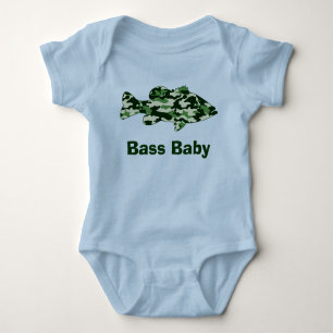 Green Camo Bass Fishing Baby Bodysuit