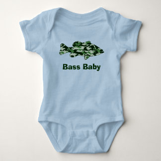 Green Camo Bass Fishing Baby Bodysuit