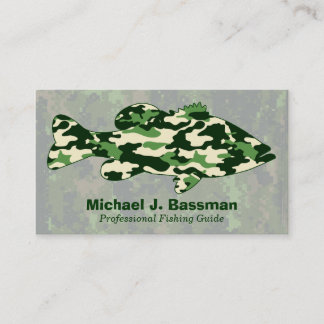 Green Camo Bass Fishing Business Card