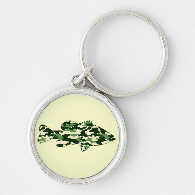 Green Camo Bass Fishing Key Ring (Front)