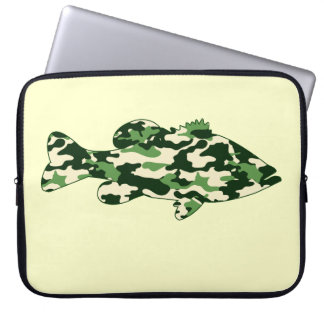 Green Camo Bass Fishing Laptop Sleeve