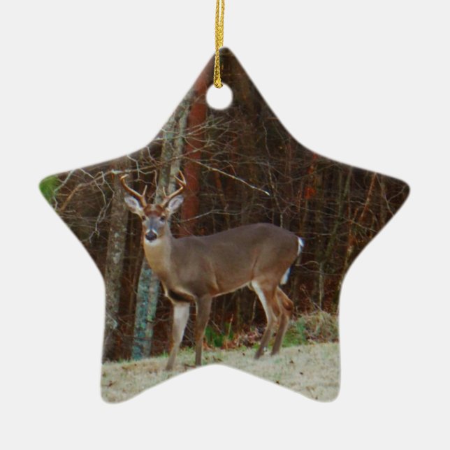 Green Camo,Camouflage Deer personalised Ceramic Ornament (Front)