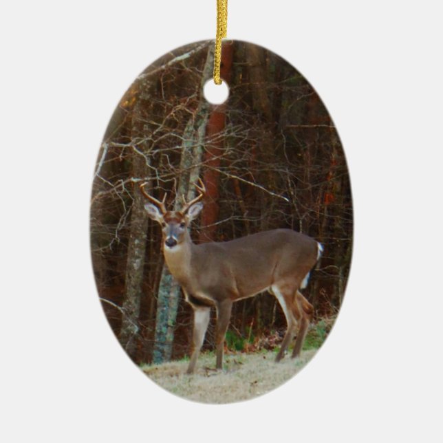 Green Camo,Camouflage Deer personalised Ceramic Tree Decoration (Front)