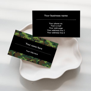 Green Camo, Camouflage, Military, Army Business Card