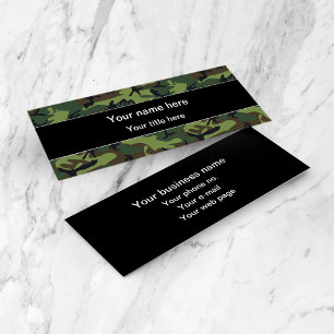 Green Camo, Camouflage, Military, Army Mini Business Card