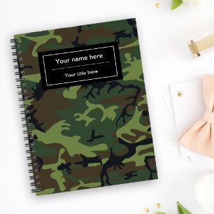 Green Camo, Camouflage, Military, Army Notebook