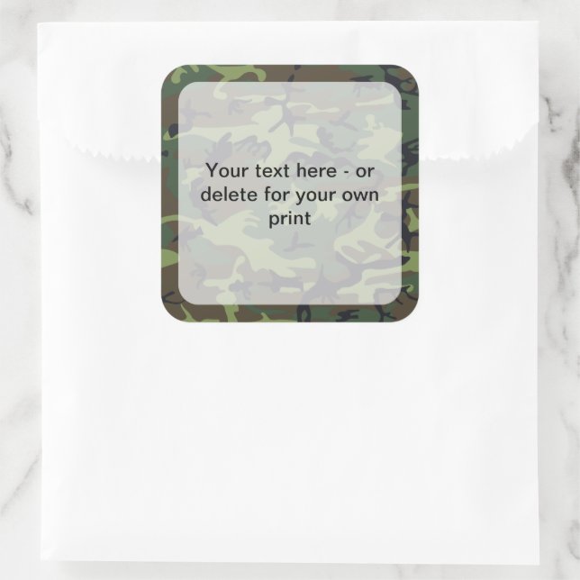 Green Camo, Camouflage, Military, Army Square Sticker (Bag)